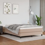 vidaXL Cadru de pat cu arcuri, cappuccino, 140x190 cm, piele ecologică