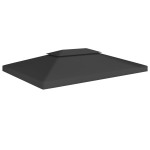 vidaXL Acoperiș de pavilion cu 2 niveluri, negru, 4x3 m, 310 g/m² vidaXL Acoperiș de pavilion cu 2 niveluri, negru, 4x3 m, 310 g/m²