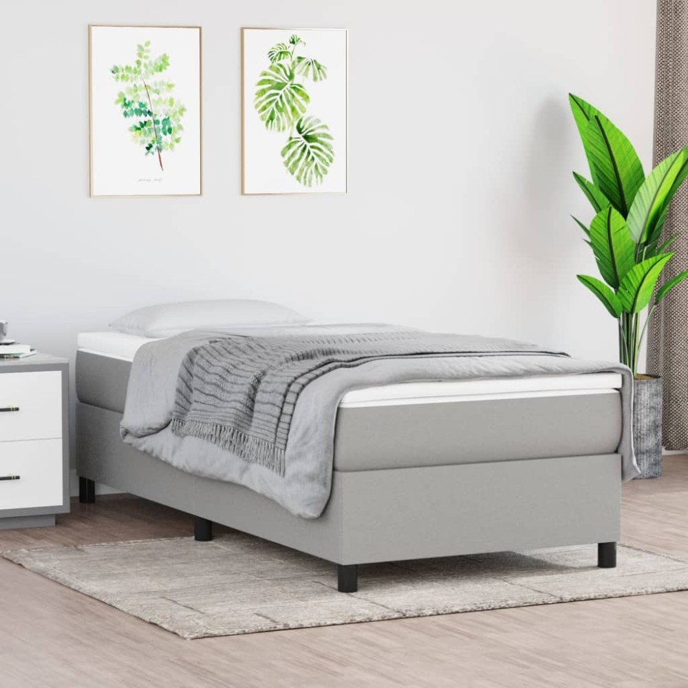 vidaXL Cadru de pat fără saltea, gri deschis, 90x190 cm, textil