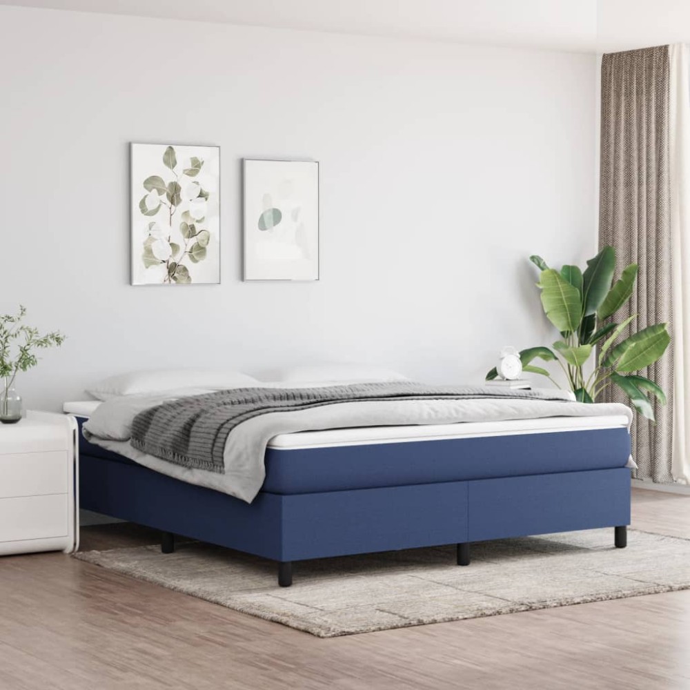 vidaXL Cadru de pat fără saltea, albastru, 160x200 cm, textil