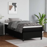 vidaXL Cadru de pat cu arcuri, negru, 90x190 cm, piele ecologică