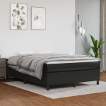 vidaXL Cadru de pat cu arcuri, negru, 140x190 cm, piele ecologică
