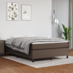 vidaXL Cadru de pat cu arcuri, maro, 140x190 cm, piele ecologică
