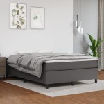 vidaXL Cadru de pat cu arcuri, gri, 140x190 cm, piele ecologică