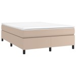 vidaXL Cadru de pat cu arcuri, cappuccino, 140x190 cm, piele ecologică