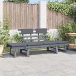 vidaXL Bancă de grădină cu perne 2-în-1 gri 190 cm lemn masiv acacia