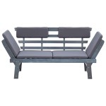 vidaXL Bancă de grădină cu perne 2-în-1 gri 190 cm lemn masiv acacia