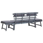 vidaXL Bancă de grădină cu perne 2-în-1 gri 190 cm lemn masiv acacia