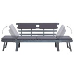 vidaXL Bancă de grădină cu perne 2-în-1 gri 190 cm lemn masiv acacia