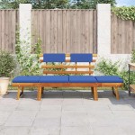 vidaXL Bancă de grădină cu perne 2-în-1, 190 cm, lemn masiv acacia