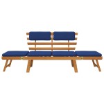 vidaXL Bancă de grădină cu perne 2-în-1, 190 cm, lemn masiv acacia