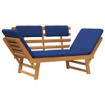 vidaXL Bancă de grădină cu perne 2-în-1, 190 cm, lemn masiv acacia