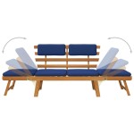vidaXL Bancă de grădină cu perne 2-în-1, 190 cm, lemn masiv acacia