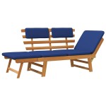 vidaXL Bancă de grădină cu perne 2-în-1, 190 cm, lemn masiv acacia