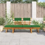 vidaXL Bancă de grădină cu perne 2-în-1, 190 cm, lemn masiv acacia