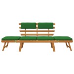 vidaXL Bancă de grădină cu perne 2-în-1, 190 cm, lemn masiv acacia