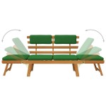 vidaXL Bancă de grădină cu perne 2-în-1, 190 cm, lemn masiv acacia