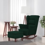 vidaXL Scaun balansoar picioare din lemn/taburet verde închis catifea vidaXL Scaun balansoar picioare din lemn/taburet verde închis catifea