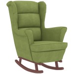 vidaXL Scaun balansoar picioare din lemn/taburet verde deschis catifea vidaXL Scaun balansoar picioare din lemn/taburet verde deschis catifea