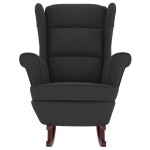 vidaXL Scaun balansoar, picioare din lemn și taburet, negru, catifea vidaXL Scaun balansoar, picioare din lemn și taburet, negru, catifea