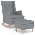 vidaXL Fotoliu balansoar cu taburet, gri deschis, material textil