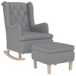 vidaXL Fotoliu balansoar cu taburet, gri deschis, material textil