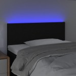 vidaXL Tăblie de pat cu LED, negru, 80x5x78/88 cm, textil