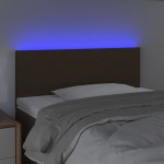 vidaXL Tăblie de pat cu LED, maro închis, 90x5x78/88 cm, textil vidaXL Tăblie de pat cu LED, maro închis, 90x5x78/88 cm, textil