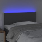 vidaXL Tăblie de pat cu LED, gri închis, 100x5x78/88 cm, textil vidaXL Tăblie de pat cu LED, gri închis, 100x5x78/88 cm, textil