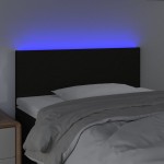 vidaXL Tăblie de pat cu LED, negru, 100x5x78/88 cm, textil vidaXL Tăblie de pat cu LED, negru, 100x5x78/88 cm, textil