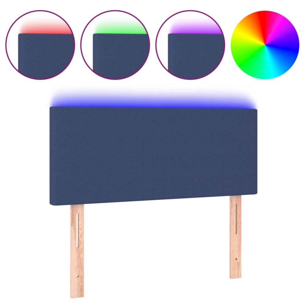 vidaXL Tăblie de pat cu LED, albastru, 100x5x78/88 cm, textil