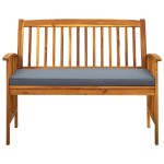 vidaXL Bancă de grădină cu perne, 119 cm, lemn masiv de acacia