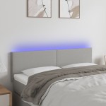 vidaXL Tăblie de pat cu LED, gri deschis, 144x5x78/88 cm, textil