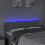 vidaXL Tăblie de pat cu LED, gri deschis, 144x5x78/88 cm, textil