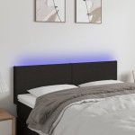 vidaXL Tăblie de pat cu LED, negru, 144x5x78/88 cm, textil vidaXL Tăblie de pat cu LED, negru, 144x5x78/88 cm, textil