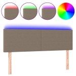 vidaXL Tăblie de pat cu LED, gri taupe, 144x5x78/88 cm, textil vidaXL Tăblie de pat cu LED, gri taupe, 144x5x78/88 cm, textil
