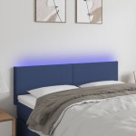 vidaXL Tăblie de pat cu LED, albastru, 144x5x78/88 cm, textil vidaXL Tăblie de pat cu LED, albastru, 144x5x78/88 cm, textil