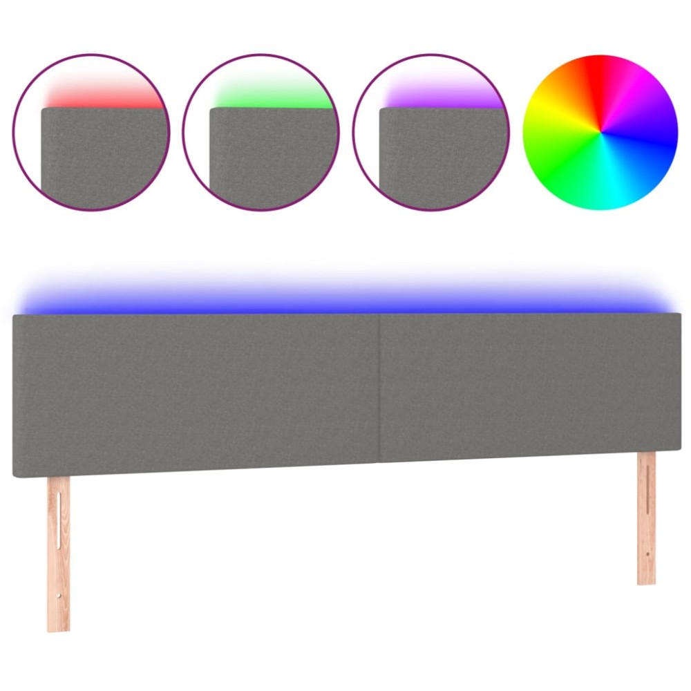 vidaXL Tăblie de pat cu LED, gri închis, 160x5x78/88 cm, textil