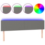 vidaXL Tăblie de pat cu LED, gri închis, 160x5x78/88 cm, textil