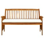 vidaXL Bancă de grădină cu pernă, 147 cm, lemn masiv de acacia