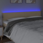 vidaXL Tăblie de pat cu LED, crem, 160x5x78/88 cm, textil