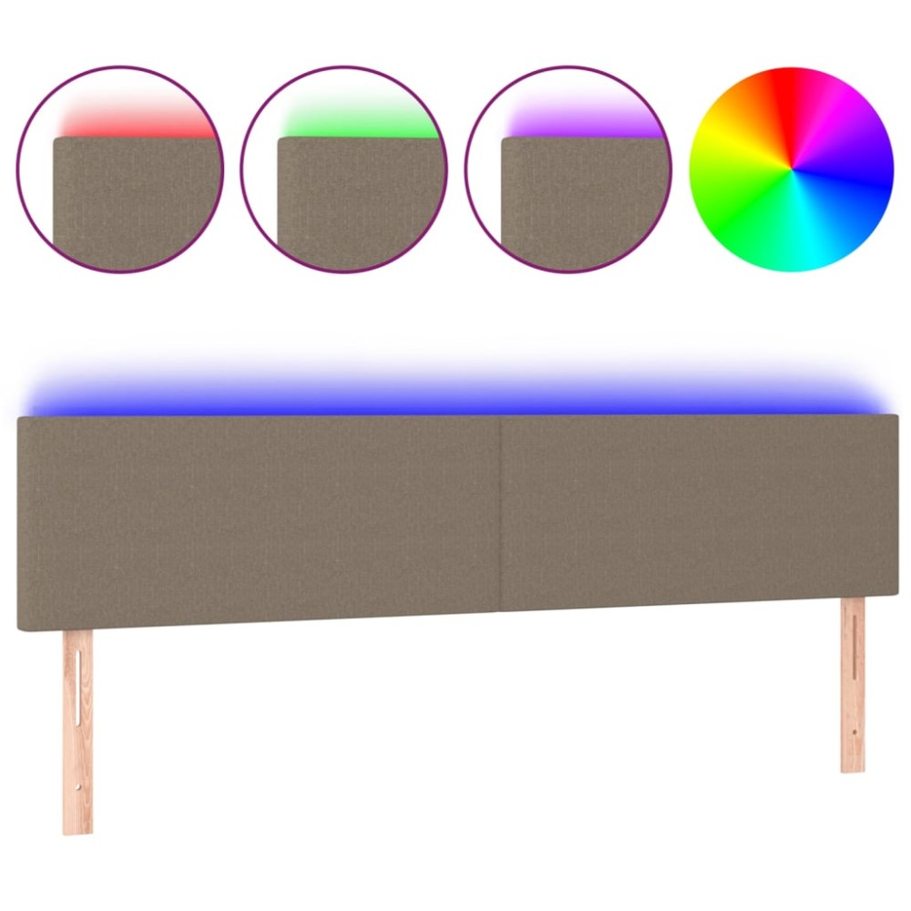 vidaXL Tăblie de pat cu LED, gri taupe, 180x5x78/88 cm, textil