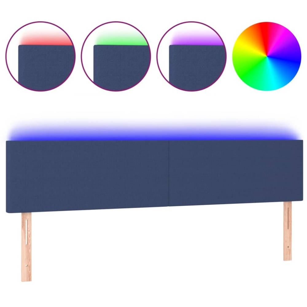 vidaXL Tăblie de pat cu LED, albastru, 180x5x78/88 cm, textil