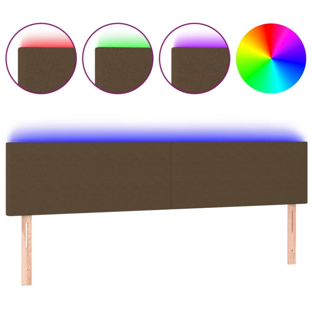 vidaXL Tăblie de pat cu LED, maro închis, 200x5x78/88 cm, textil