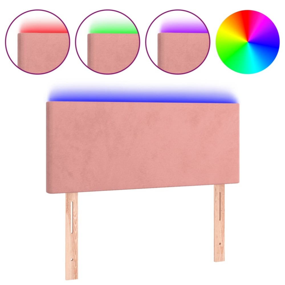 vidaXL Tăblie de pat cu LED, roz, 80x5x78/88 cm, catifea