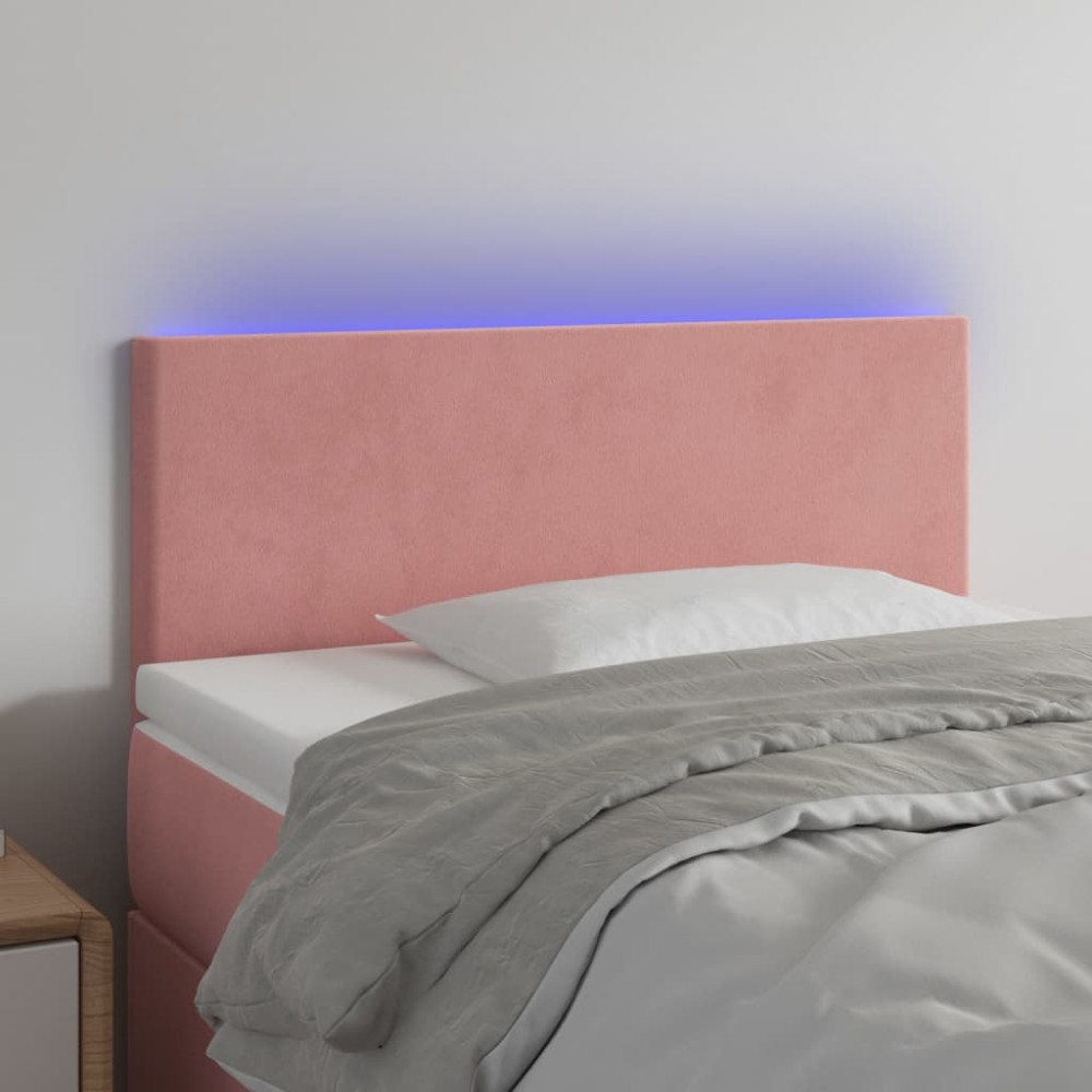 vidaXL Tăblie de pat cu LED, roz, 80x5x78/88 cm, catifea