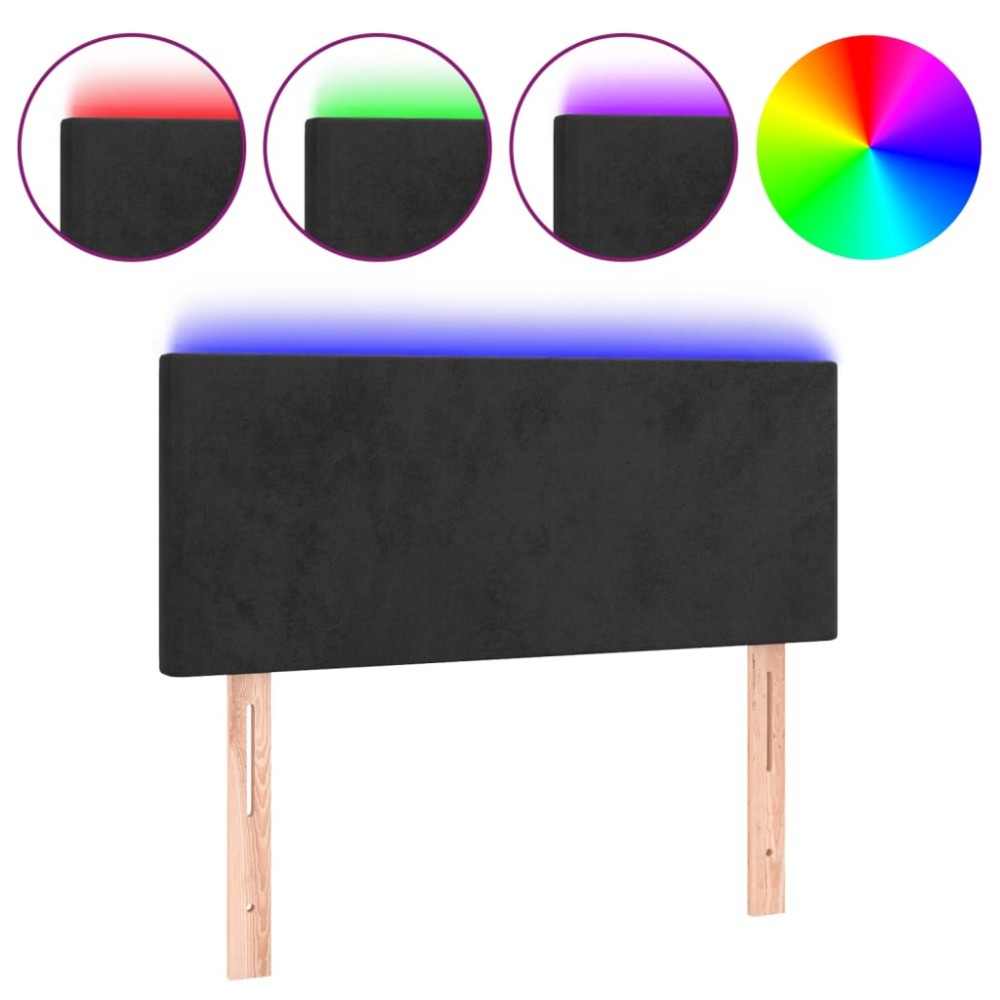 vidaXL Tăblie de pat cu LED, negru, 90x5x78/88 cm, catifea