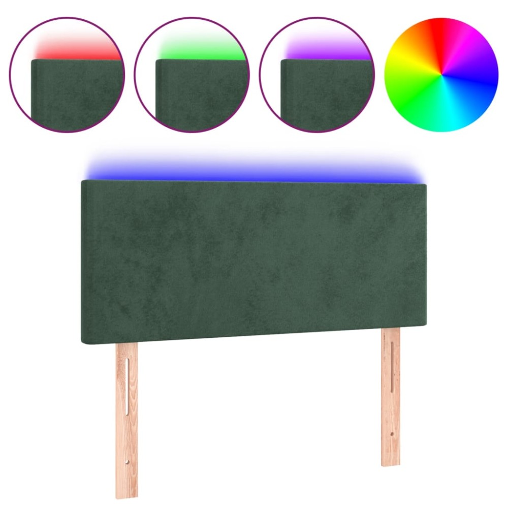 vidaXL Tăblie de pat cu LED, verde închis, 90x5x78/88 cm, catifea