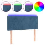 vidaXL Tăblie de pat cu LED, albastru închis, 90x5x78/88 cm, catifea