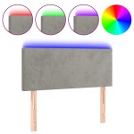 vidaXL Tăblie de pat cu LED, gri deschis, 100x5x78/88 cm, catifea